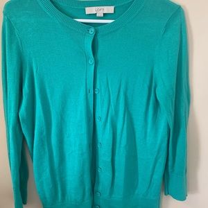 Ann Taylor Loft green button sweater size S